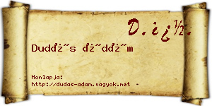 Dudás Ádám névjegykártya